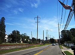 Looking north along Main Street (CR 615)