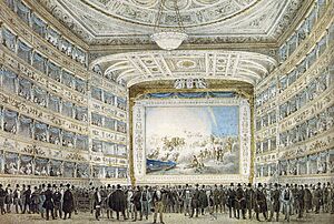 Interior of La Fenice in 1837. Original at Museo Correr