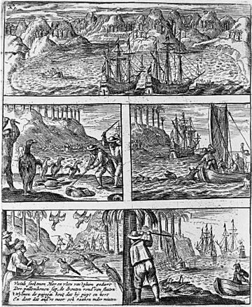 Jacht op dodo's door Willem van West-Zanen uit 1602