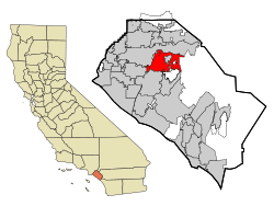 Location of Orange within Orange County, California