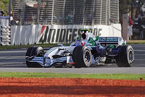 Rubens barrichello waves to crowd - 08 Melb GP