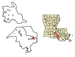 Location of Morgan City in St. Mary Parish, Louisiana.