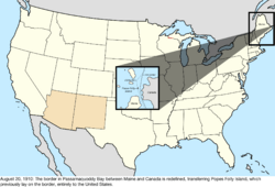 Map of the change to the United States in central North America on August 20, 1910