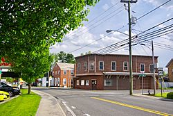 View along State Street; Town Hall on the right