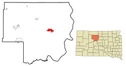 Location in Dewey County and the state of South Dakota