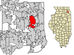 Location of Lombard in DuPage County, Illinois.