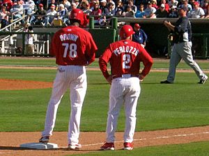 Dom Brown on third base