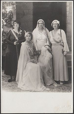 HRH Elizabeth of Romania, HM Queen Marie of Romania, HRH Princess Ileana of Romania, HM Queen Maria of Yugoslavia