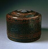 Lidded Cosmetic Box (Lian) with Scrolling Clouds and Supernatural Creatures LACMA AC1997.50.1.1-.2