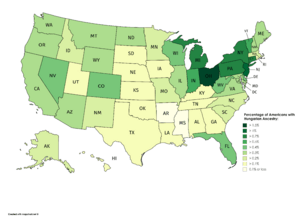 Percentage of Americans claiming Hungarian Ancestry by state in 2018.png