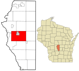 Location in Adams County and the state of Wisconsin.