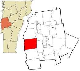 Location in Addison County and the state of Vermont.