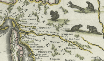 Blaeu - Nova Belgica et Anglia Nova (Detail Hudson Area)