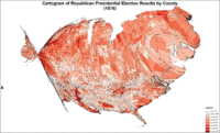 CartogramRepublicanPresidentialCounty1876Colorbrewer