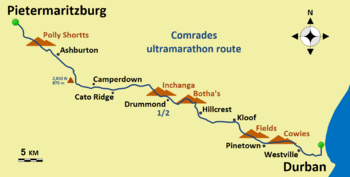 Comrades ultramarathon route