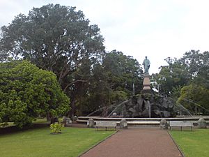 The Logan Campbell statue at the western end of the suburb