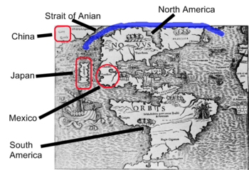 Map North America 1540 Strait of Anian