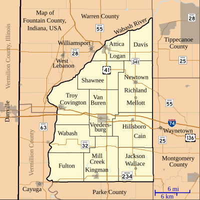 Map of Fountain County, Indiana