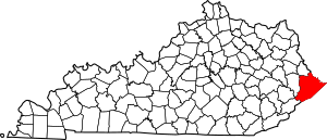 Map of Kentucky highlighting Pike County