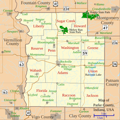 Map of Parke County, Indiana