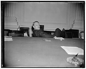 Martin Dies, Jr. talks with reportes on November 7, 1938.