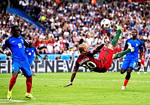 Ricardo Quaresma performing a bicycle kick against France at Euro 2016 final