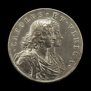 Arvid Karlsteen, Charles XI, 1655-1697, King of Sweden 1660, and Ulrica Leonora of Denmark, d. 1693, Queen of Sweden 1680 (obverse), 1680, NGA 117633