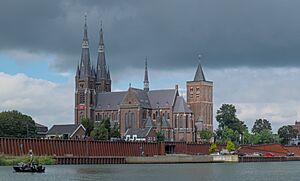 St. Martin's Church dominates the skyline on the Meuse