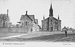 Image of Lanark Railway Station & St Leonard's Church c1920