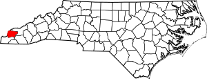 Map of North Carolina highlighting Graham County