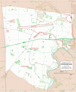 Map showing Woodhenge and Durrington Walls within the Stonehenge section of the Stonehenge and Avebury World Heritage Site