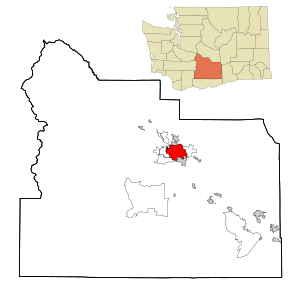 Location of Yakima in Yakima County