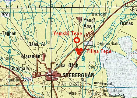 Yemshi Tepe Tillya Tepe map