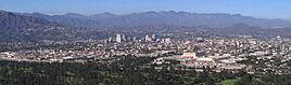 Aerial view of Glendale with the Verdugo Mountains in the background