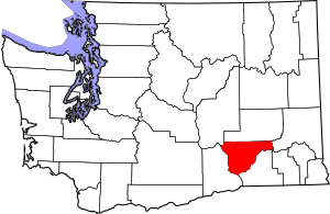 Map of Washington highlighting Franklin County