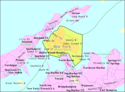 Location in Suffolk County and the state of New York.