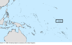 Map of the change to the United States in the Pacific Ocean on March 17, 1888