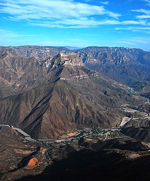 The town of Urique in the Urique Canyon