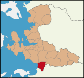 Map showing Selçuk District in İzmir Province