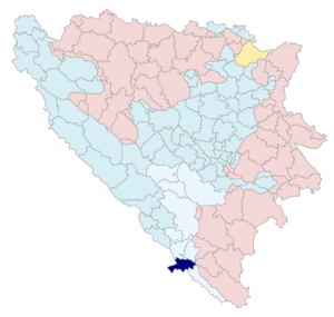 Location of Neum municipality within Bosnia and Herzegovina