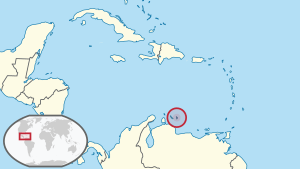 Location of  Bonaire  (circled in red)in the Caribbean