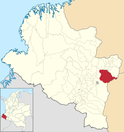 Location of the municipality and town of Buesaco in the Nariño Department of Colombia.