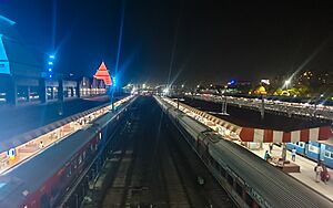 Manduadih Railway Station at night