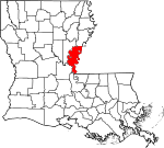 State map highlighting Concordia Parish