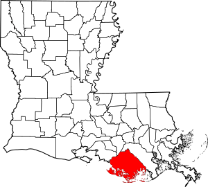 Map of Louisiana highlighting Terrebonne Parish