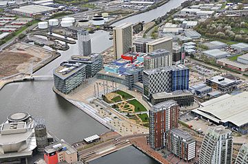 MediaCityUK aerial view April 2011