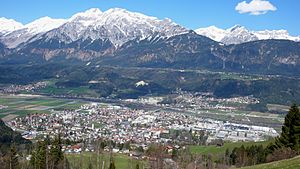 View over Wattens and the Inn Valleyto the Karwendel mountains