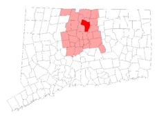 Windsor's location within Hartford County and Connecticut