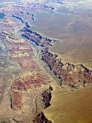 Aerial view of canyons