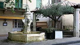 Fountain and old wash house in Aubignan